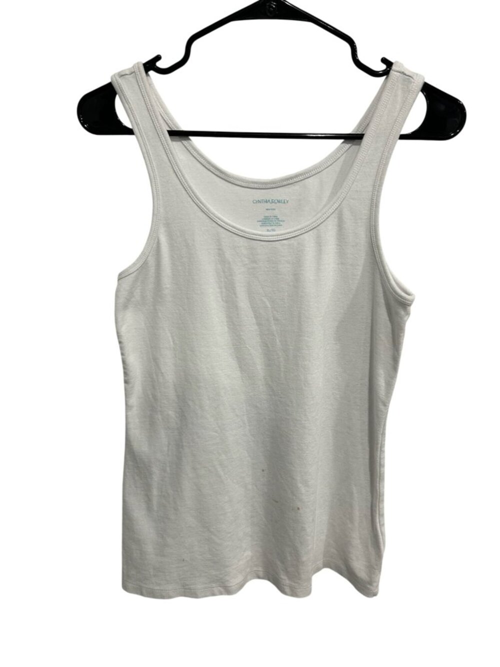 Cynthia Rowley New York White Tank Top Size XL Cotton Preppy Minimalist